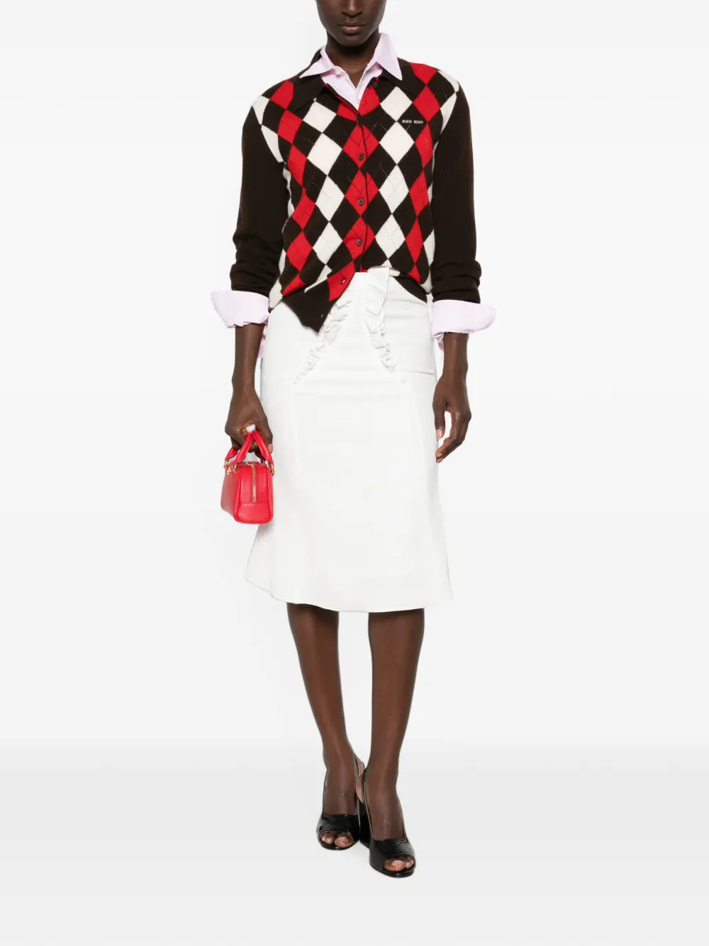 SHUSHU TONG ruffle-trimmed flared skirt Wit
