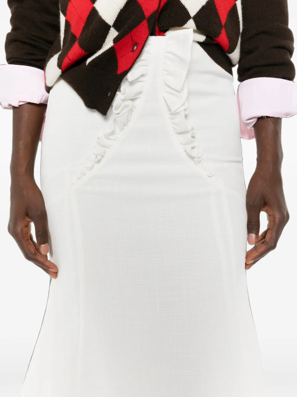 SHUSHU TONG ruffle-trimmed flared skirt Wit