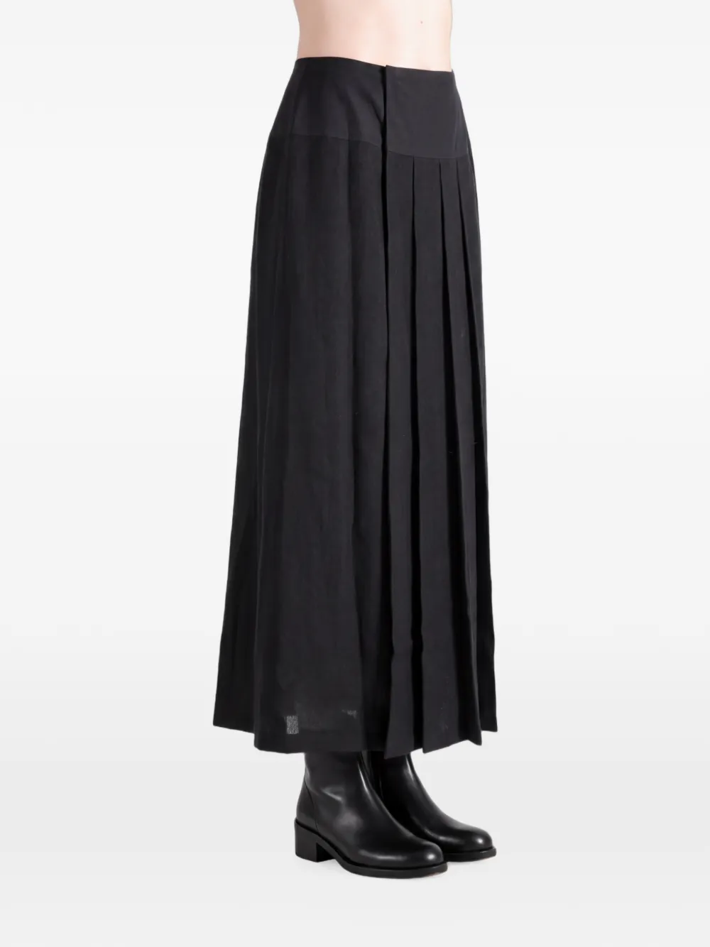 Yohji Yamamoto pleated maxi skirt Zwart