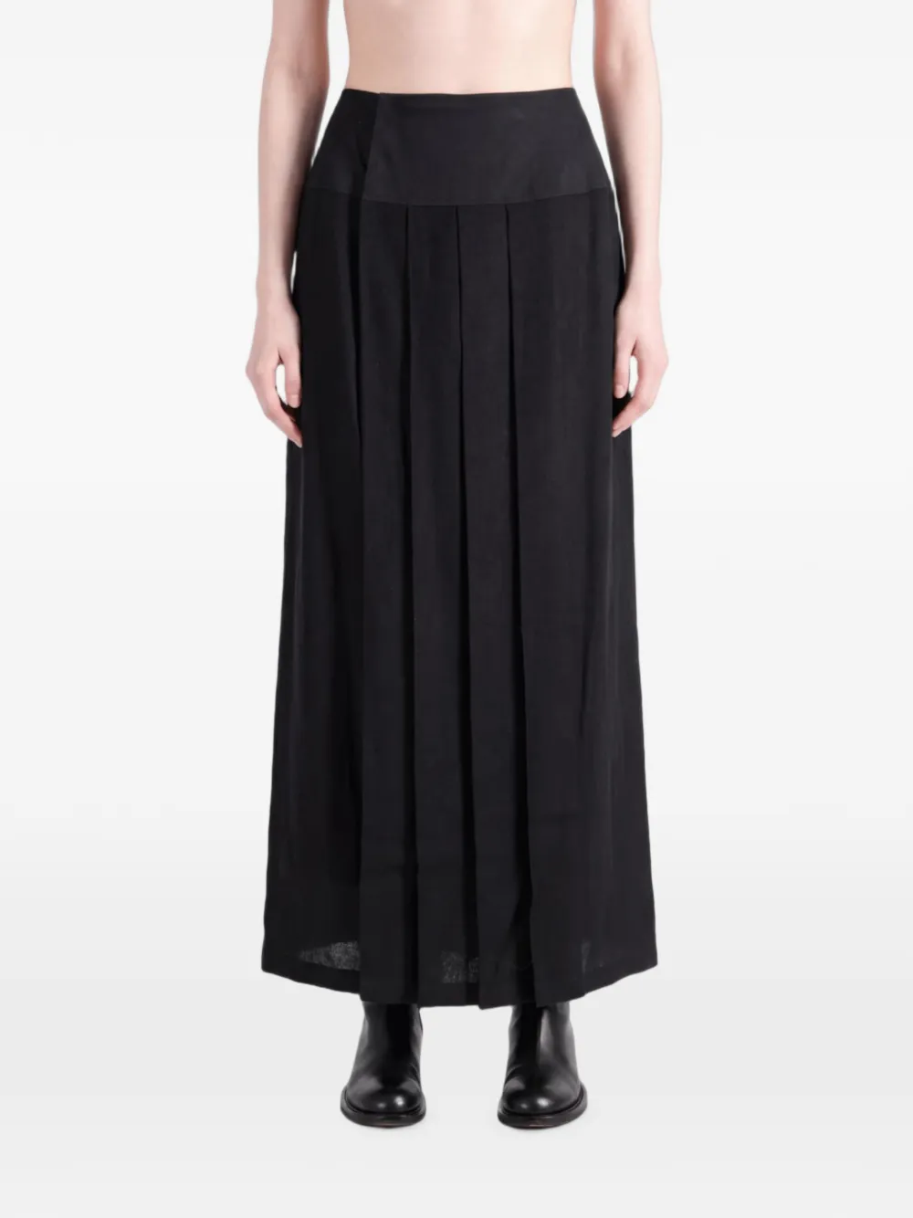 Yohji Yamamoto pleated maxi skirt Zwart