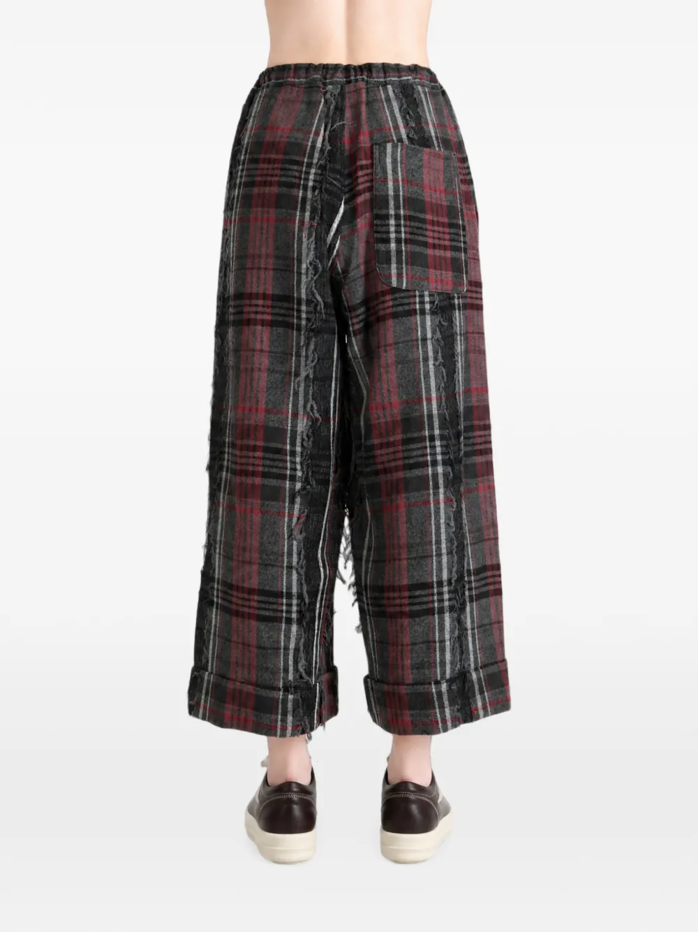 Y's Broek met gerafelde afwerking en tartan-ruit Grijs