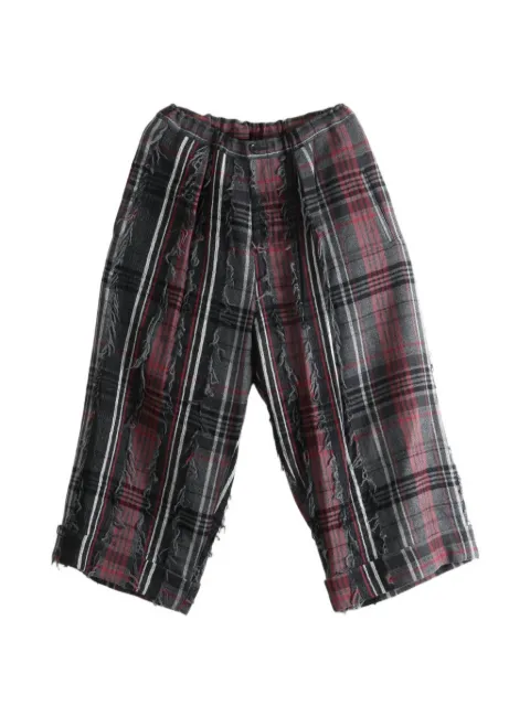 Y's tartan raw-edge trousers