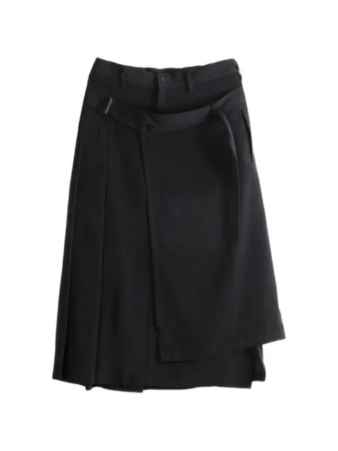 Yohji Yamamoto belted layered-panel midi skirt