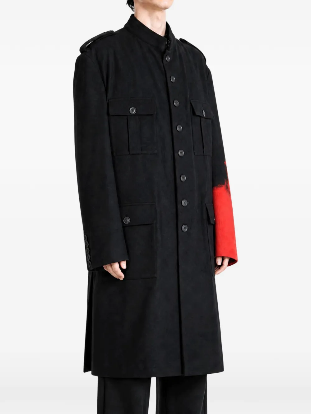 Yohji Yamamoto Jas met epauletten en knopen Zwart