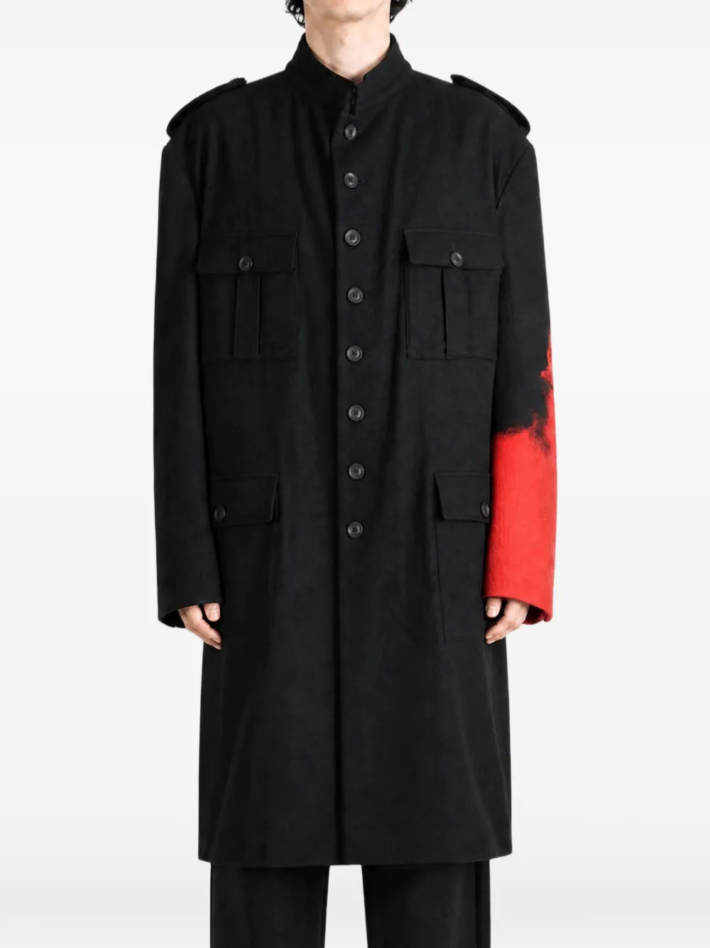 Yohji Yamamoto Jas met epauletten en knopen Zwart