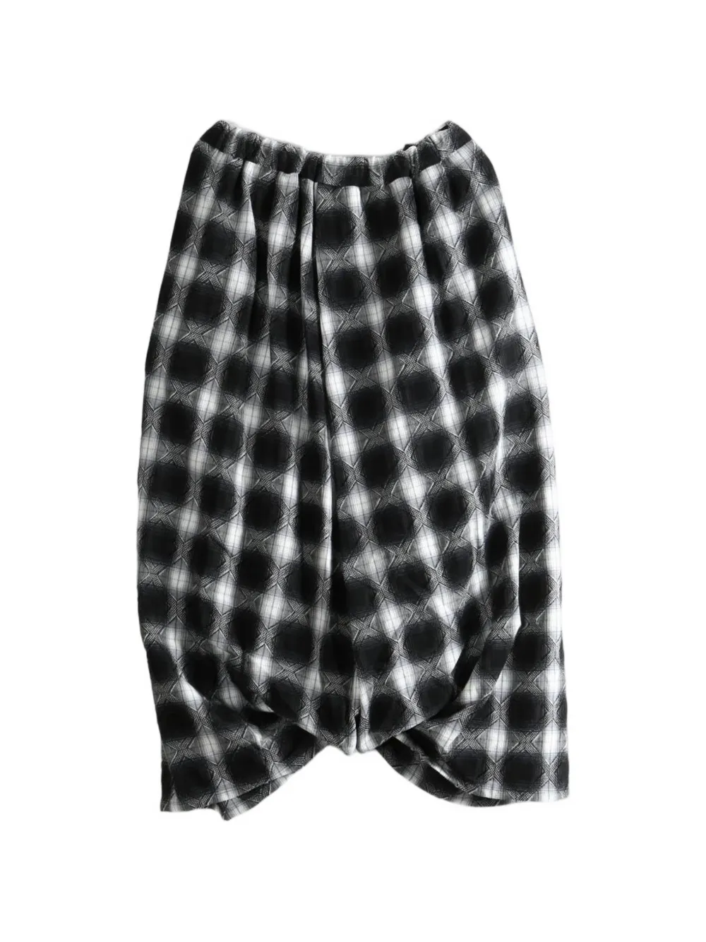 Y's check-print drop-crotch trousers Zwart