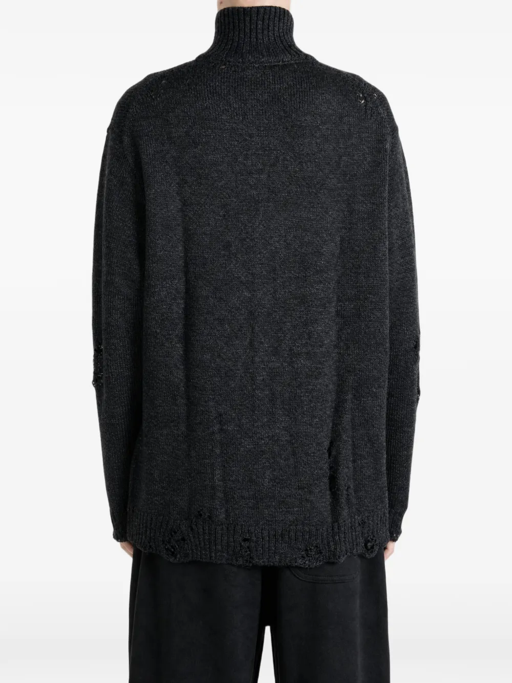 Yohji Yamamoto distressed zip-up sweater Grijs