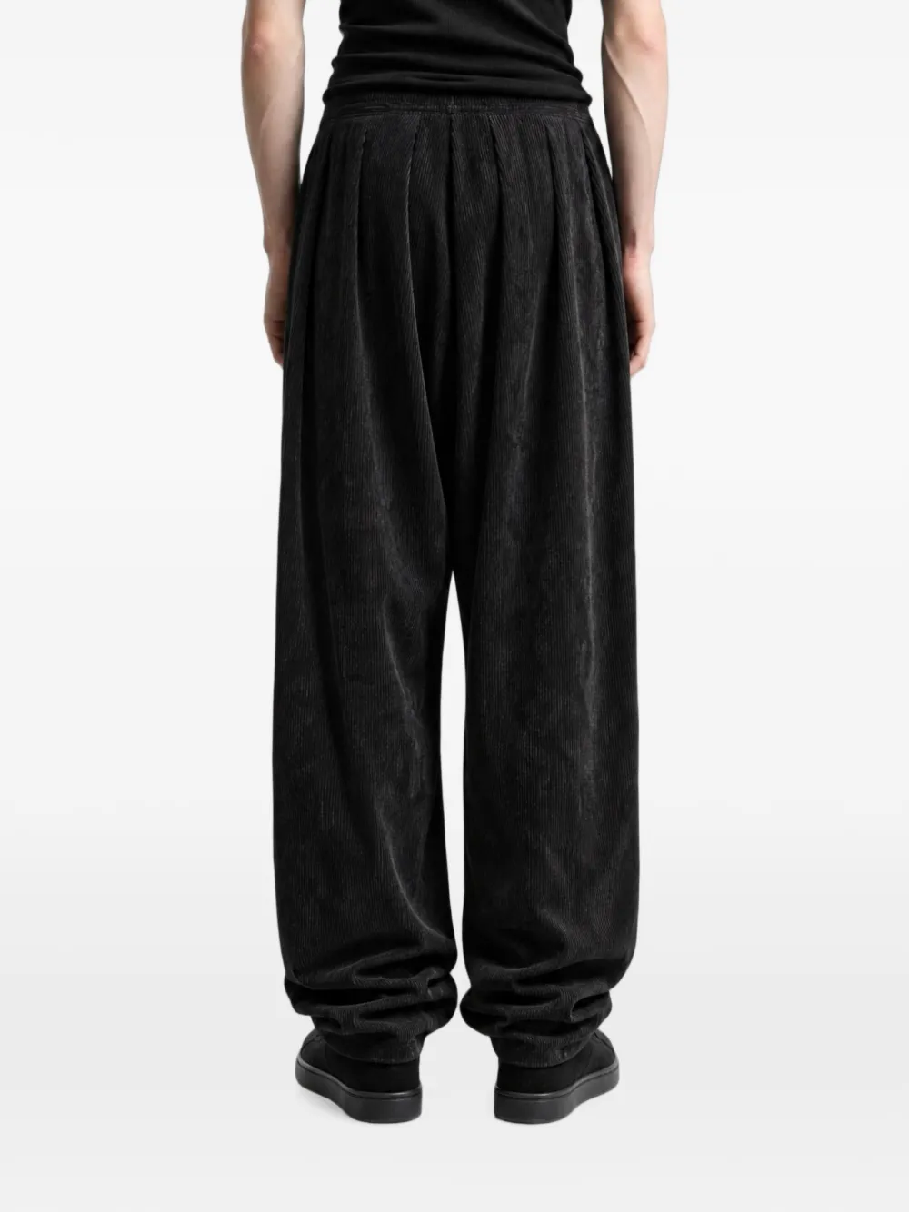 Yohji Yamamoto Ribfluwelen plooibroek Zwart