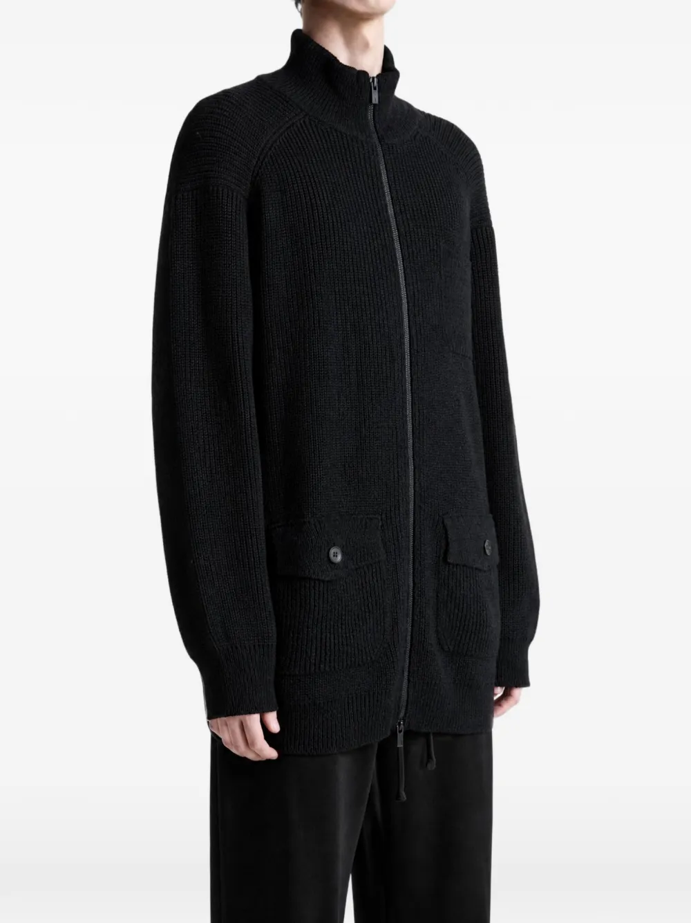 Yohji Yamamoto Ribgebreid vest Zwart