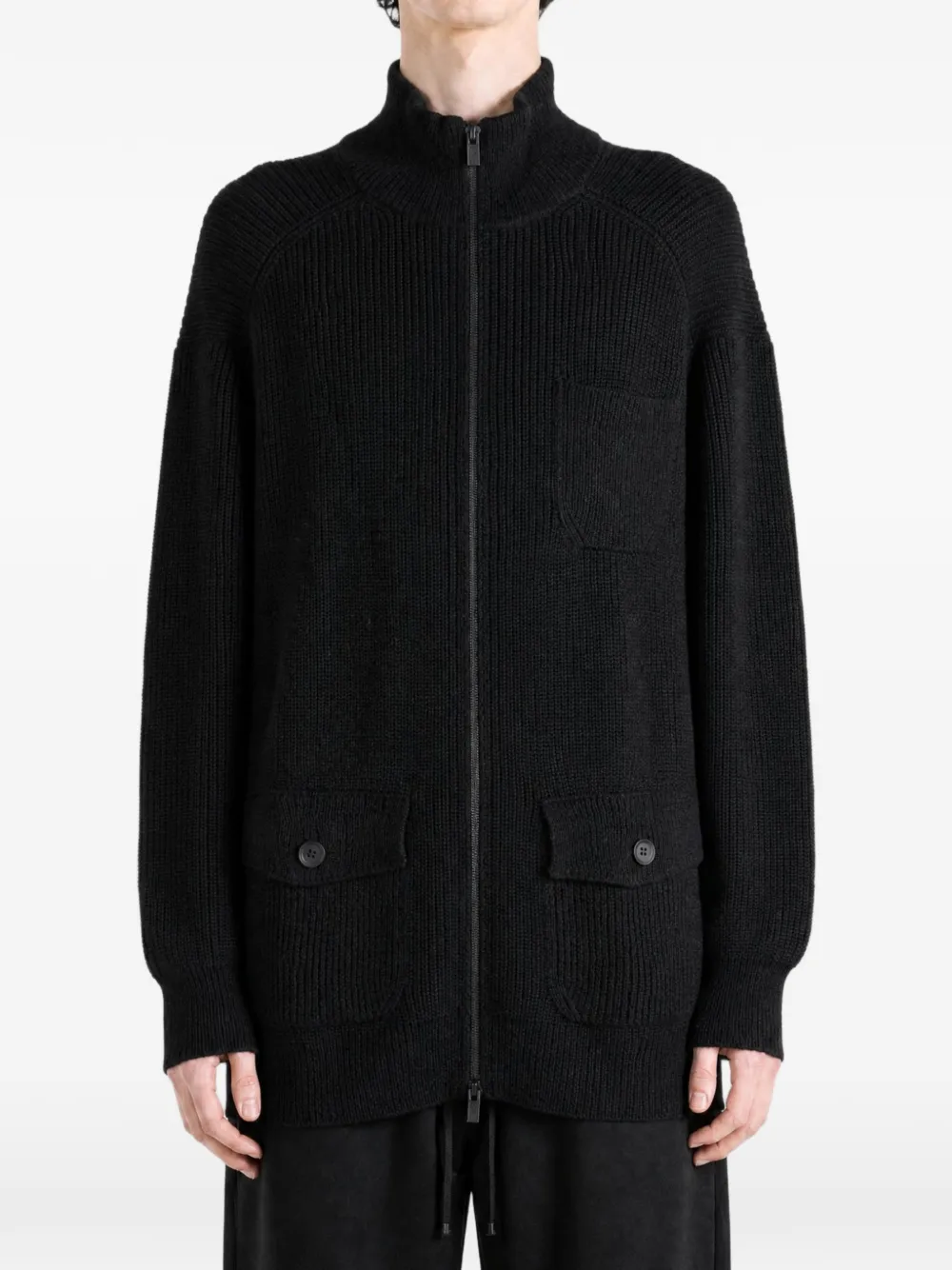 Yohji Yamamoto Ribgebreid vest Zwart