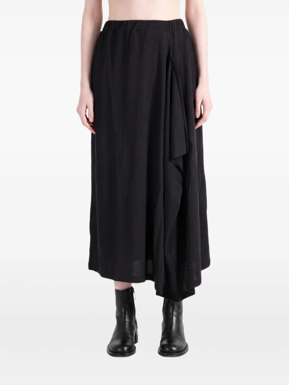 Yohji Yamamoto asymmetric draped midi skirt