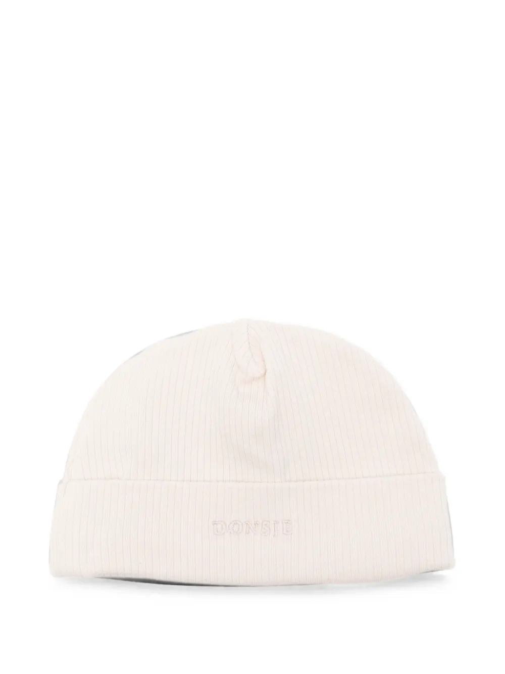 Donsje Geribbelde muts met geborduurde eenhoorn Beige