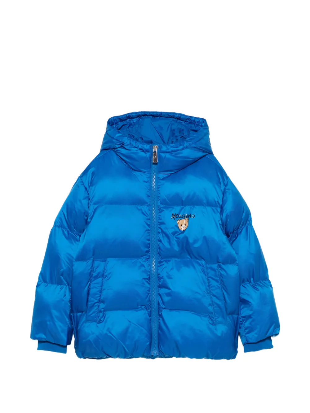 Moschino Kids logo-print puffer jacket - Blu