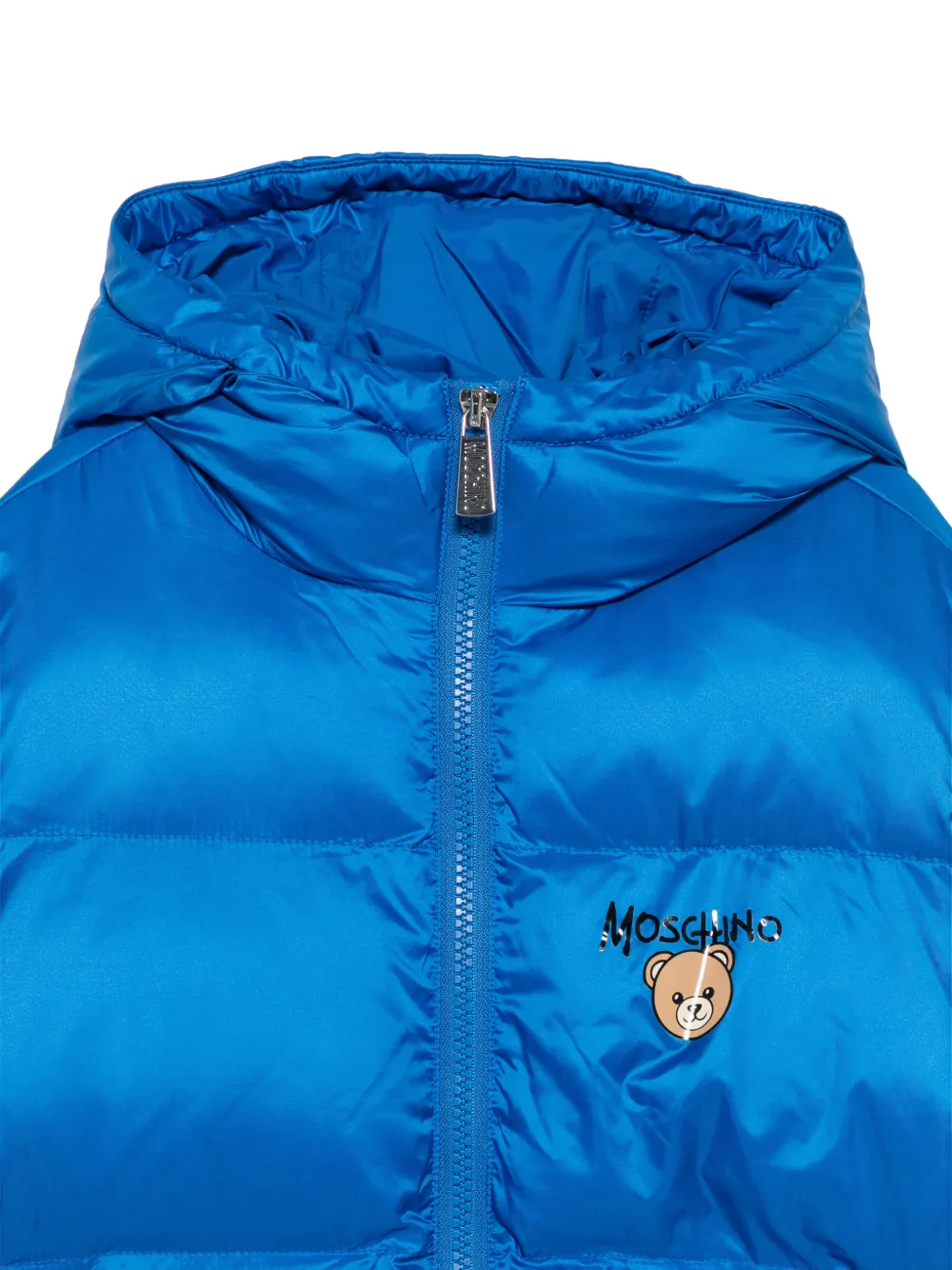 Moschino Kids logo-print puffer jacket Blauw