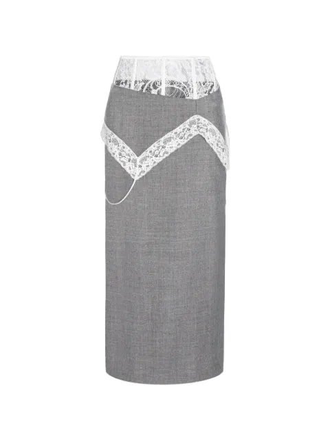 Seen Users Trousseau lace-trim midi skirt