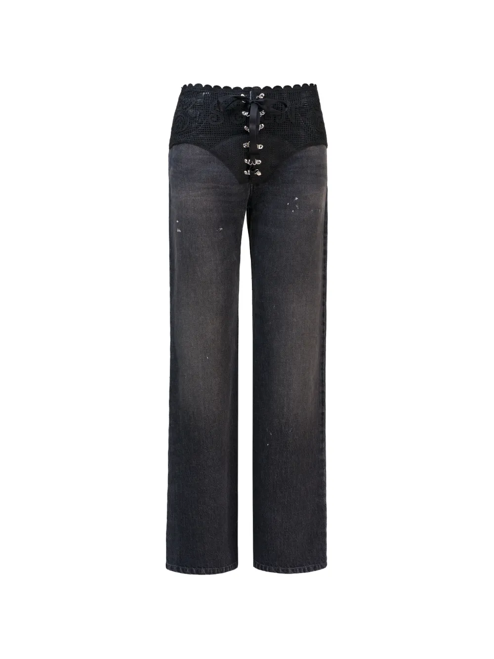 Seen Users Lace Craft wide-leg jeans - Grigio