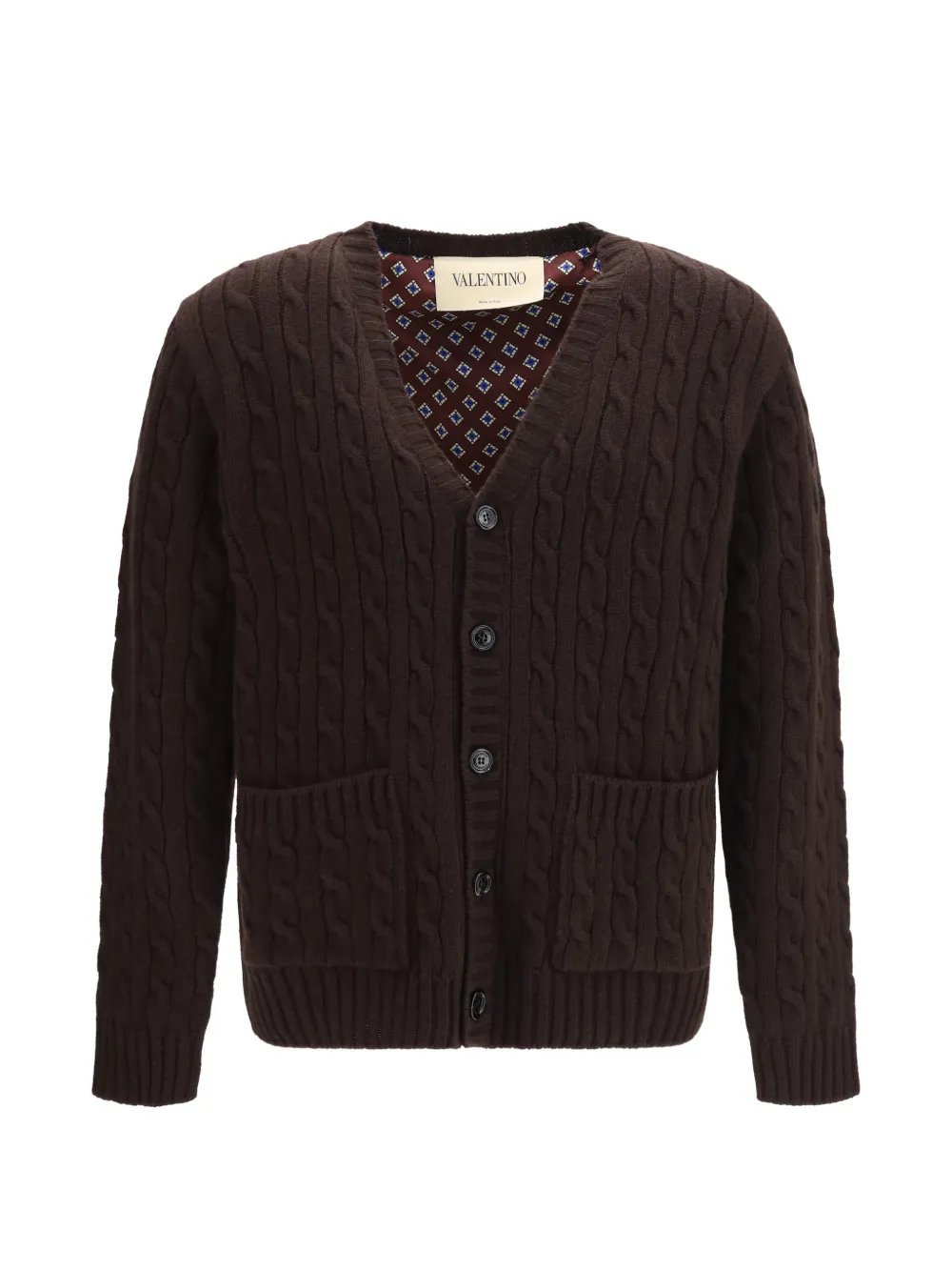 Valentino Garavani cable-knit wool cardigan - Marrone