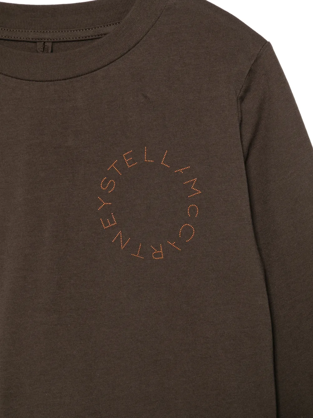 Stella McCartney Kids T-shirt met lange mouwen en logo-print Bruin