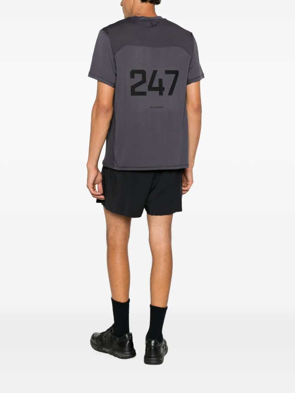 Represent 247 T-shirt met mesh vlak Grijs