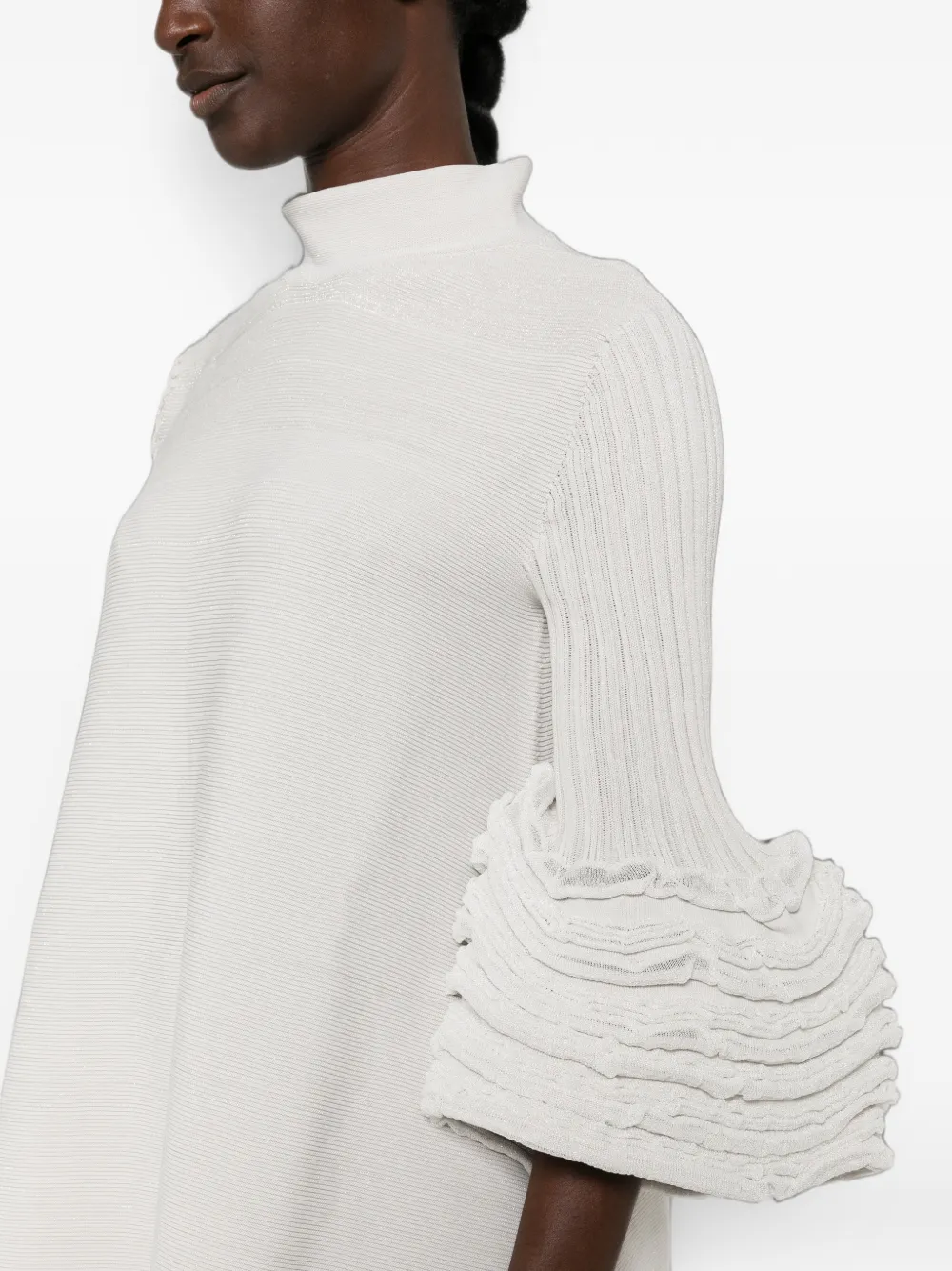 CFCL Mini-jurk met klokmouwen en ruches Beige