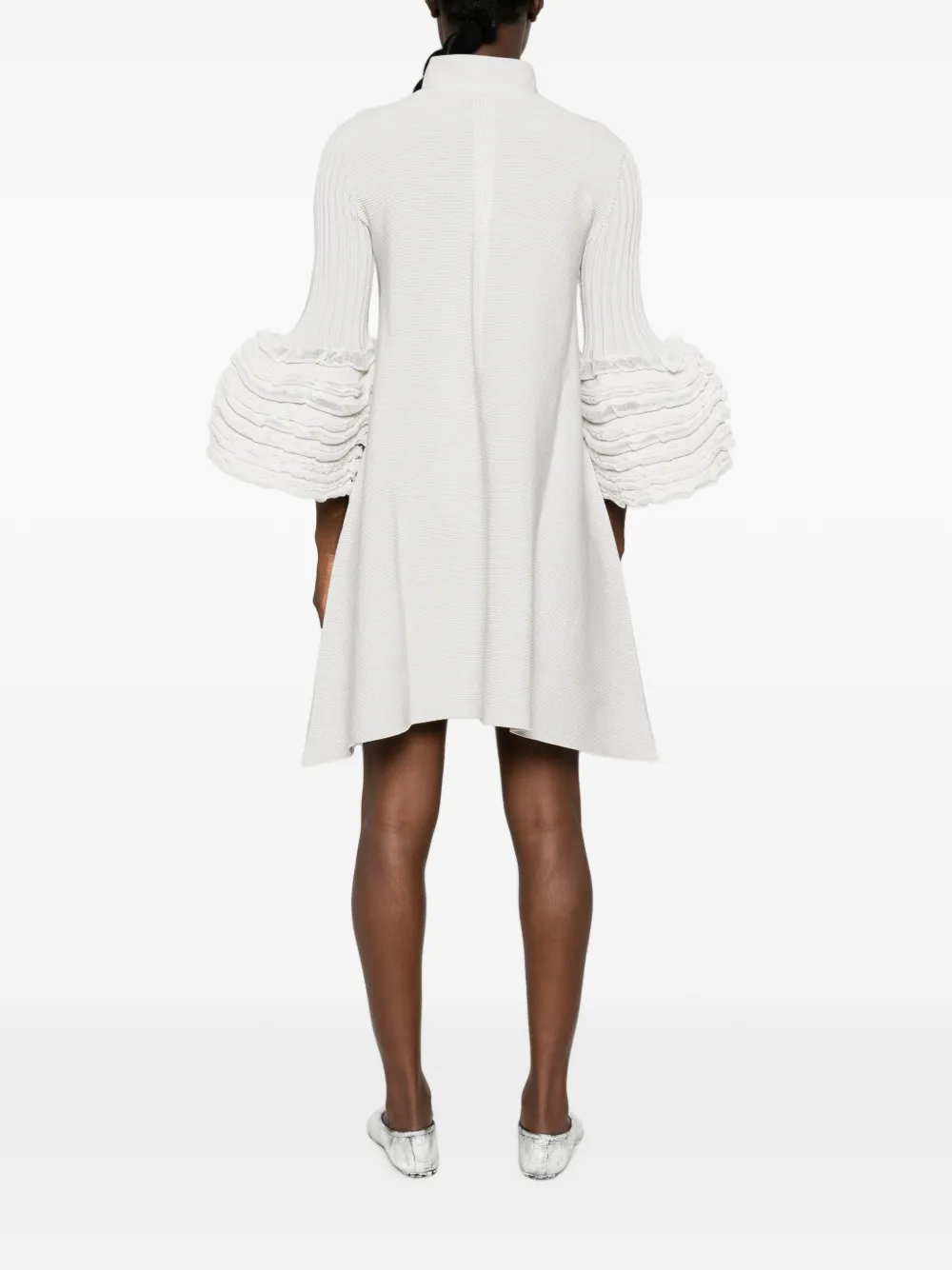 CFCL Mini-jurk met klokmouwen en ruches Beige