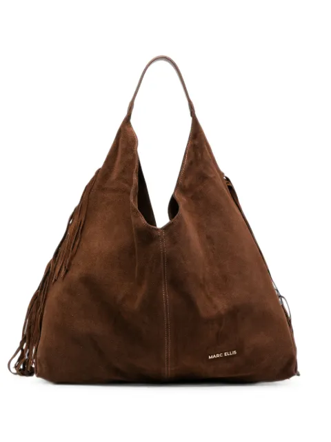Marc Ellis Altea suede logo-patch shoulder bag