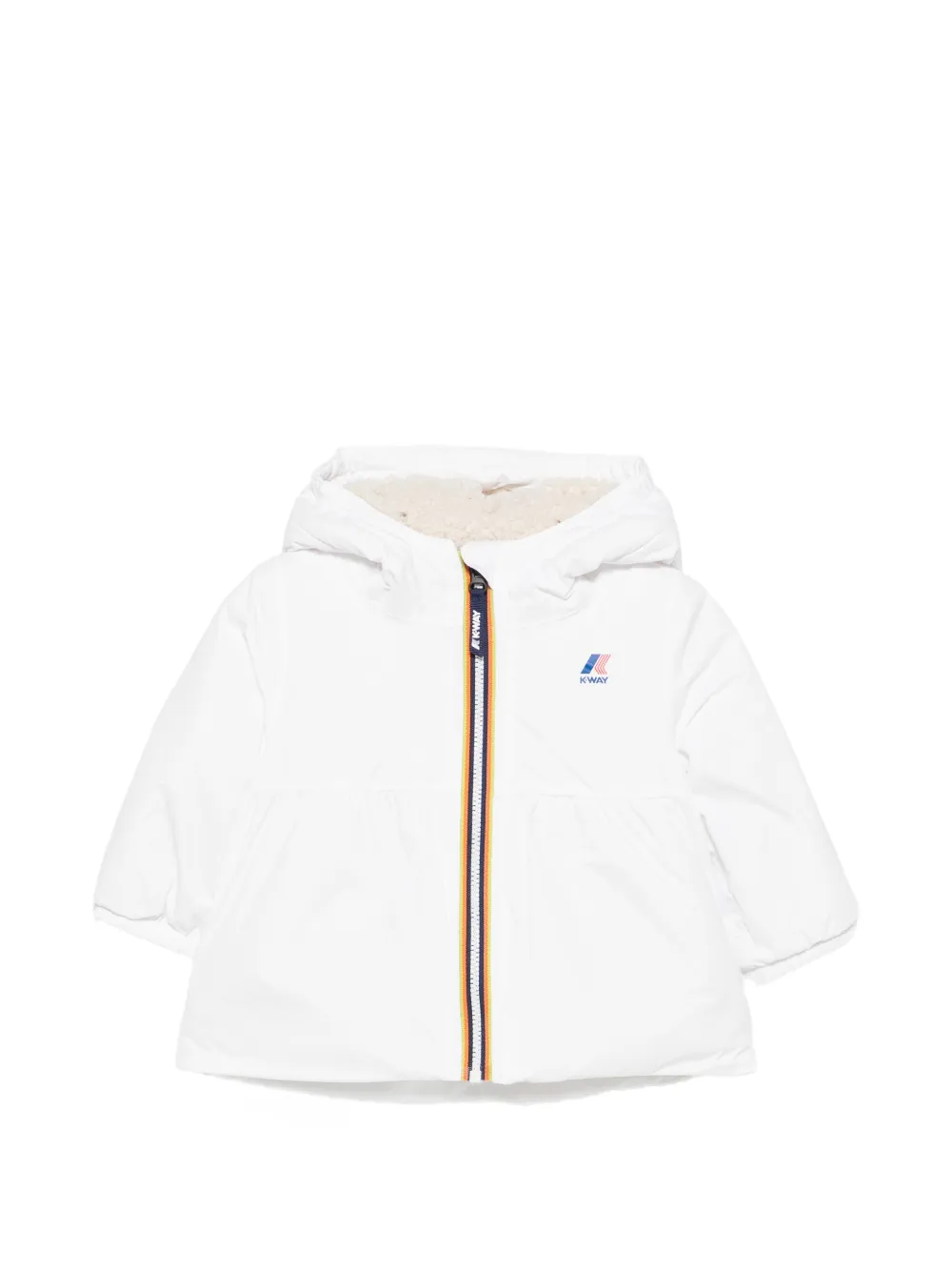K Way Kids hooded logo-print jacket - Bianco