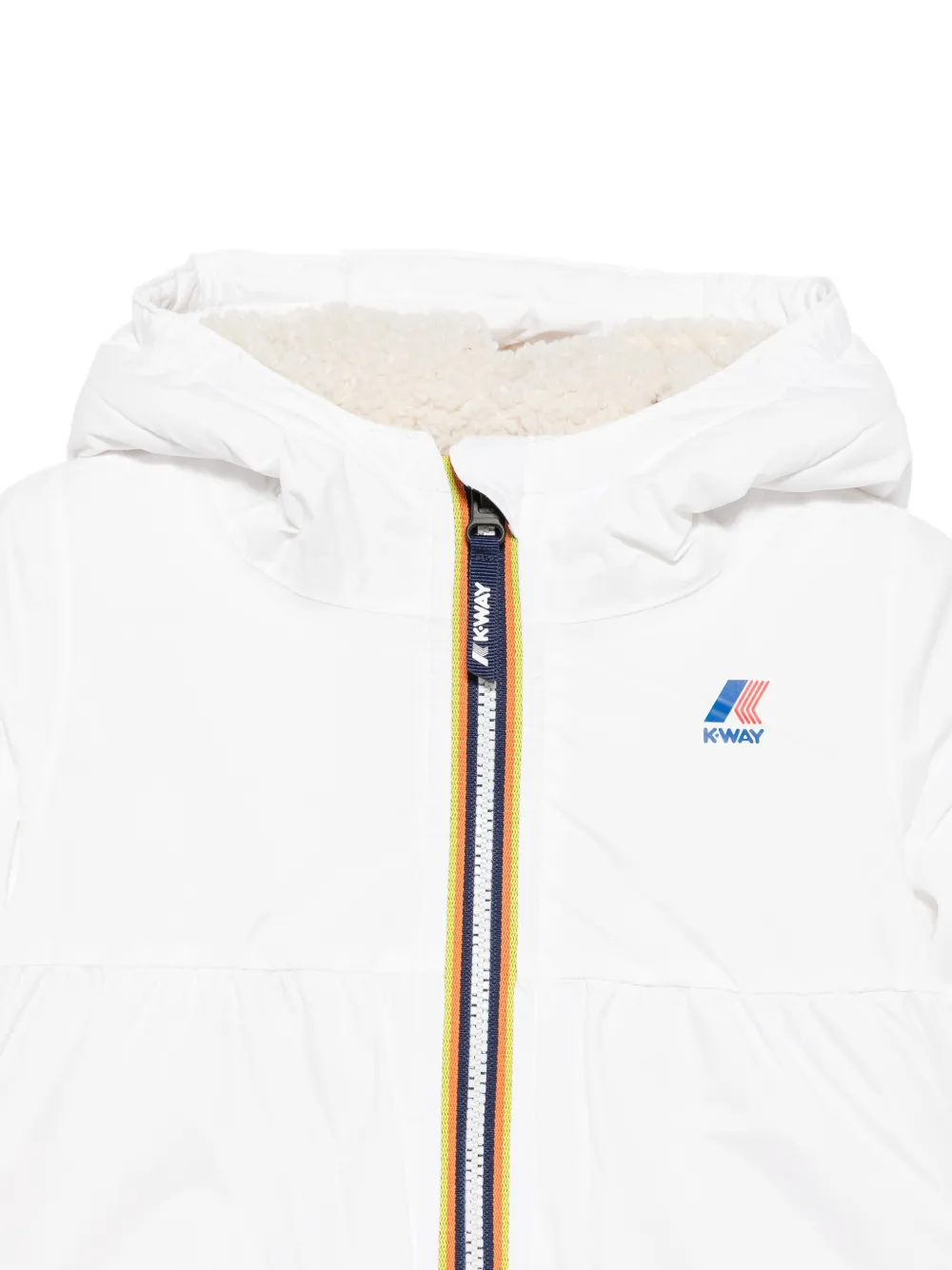 K Way Kids Jack met capuchon en logoprint Wit