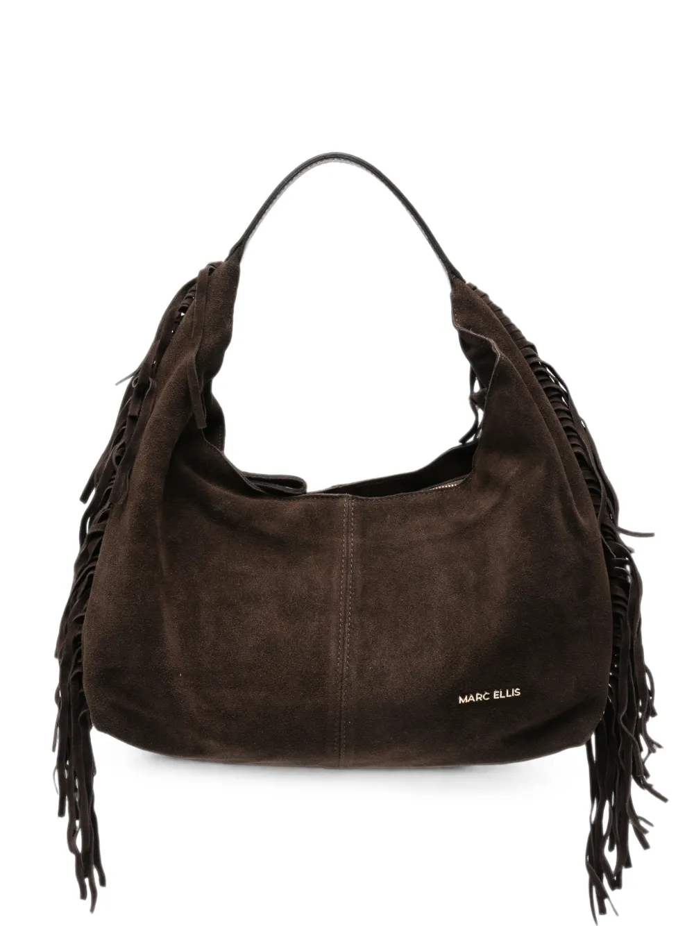Marc Ellis Aria fringe-trim suede shoulder bag - Marrone
