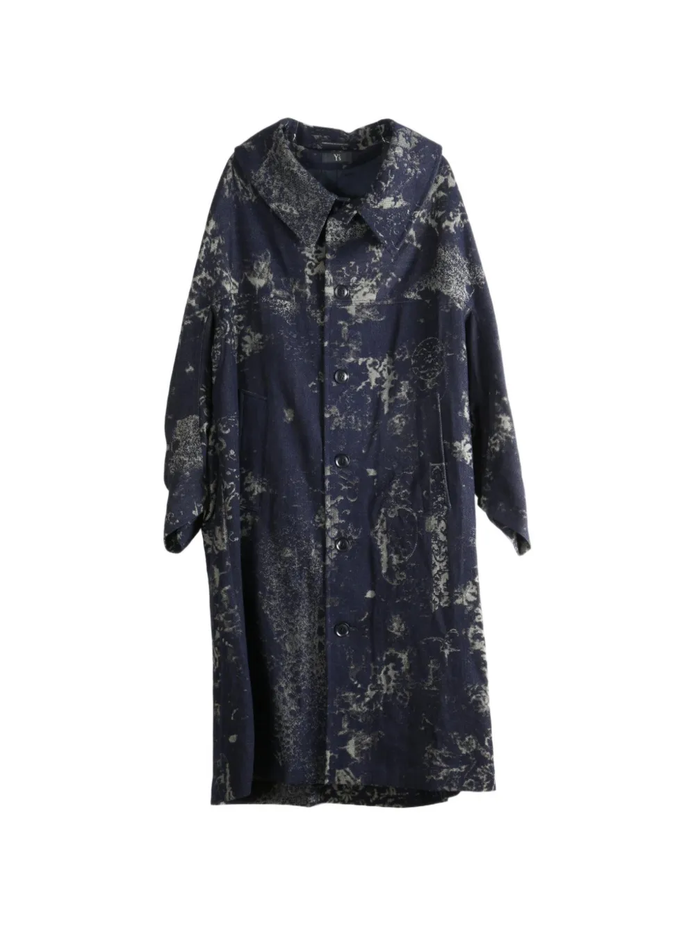 Y's jacquard-patterned single-breasted coat
