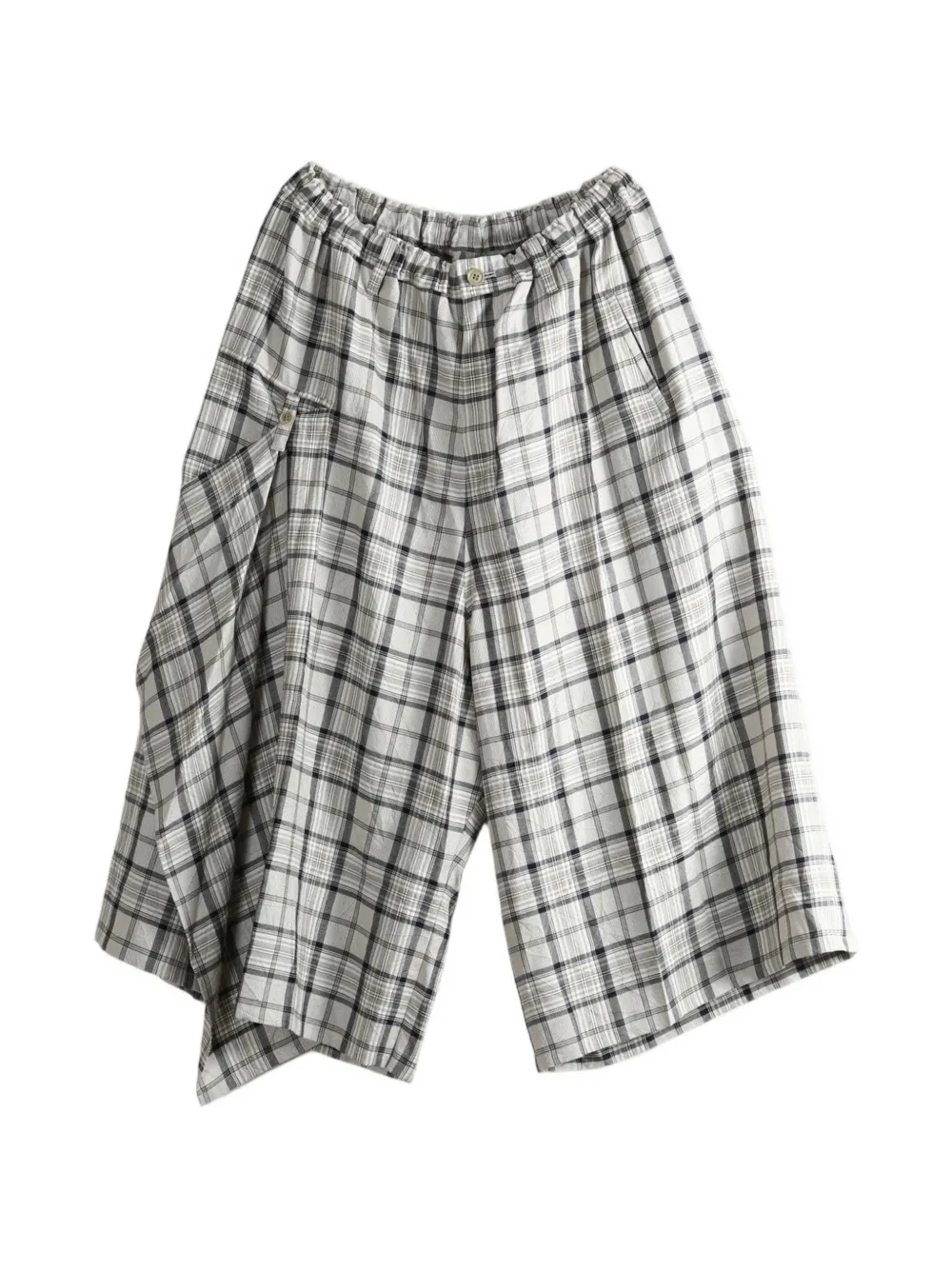 Y's check-print draped trousers