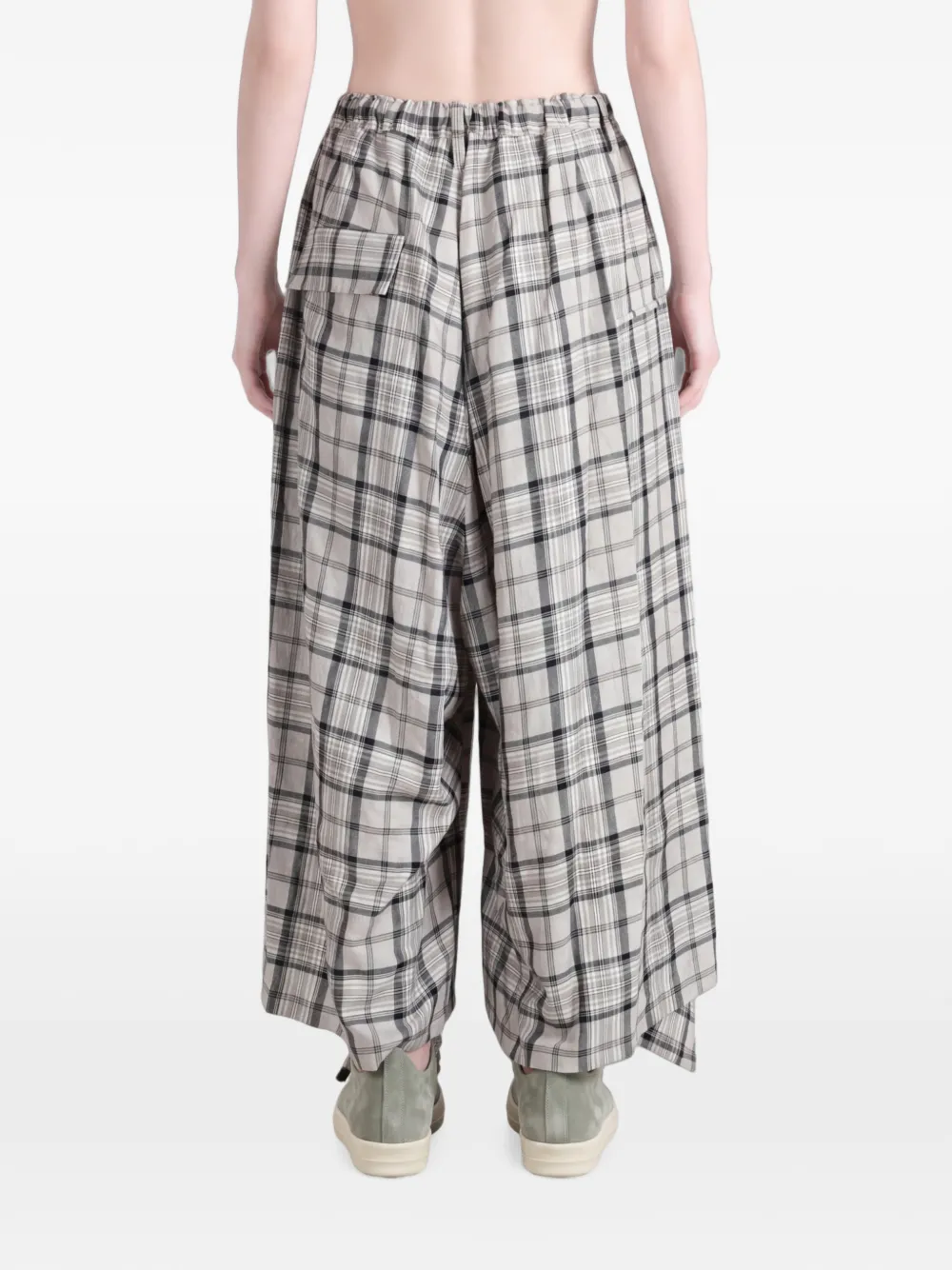 Y's Gedrapeerde geruite broek Wit