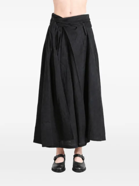 Yohji Yamamoto falda midi cruzada con pliegues