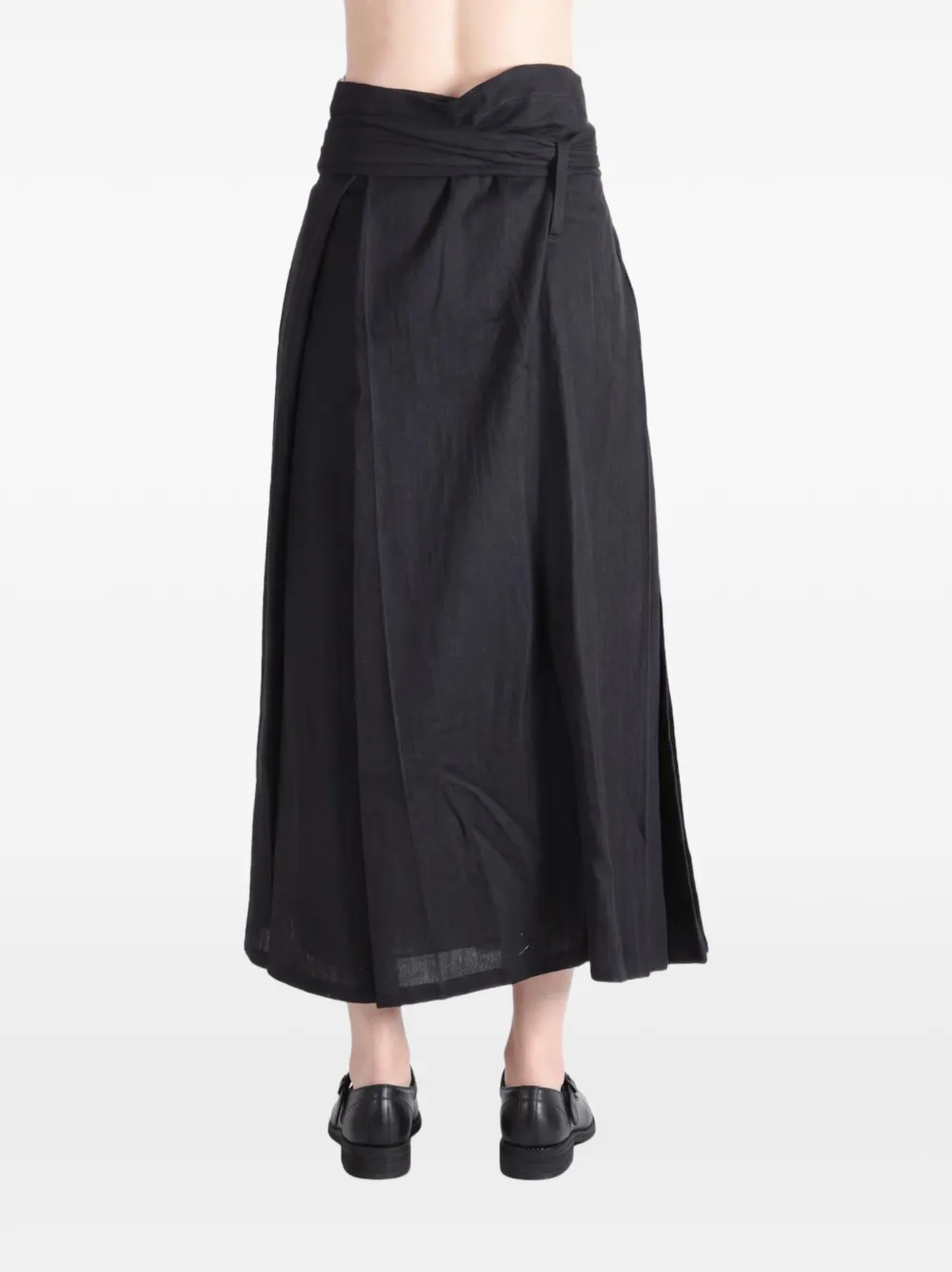 Yohji Yamamoto Geplooide midi-rok met wikkeleffect Zwart