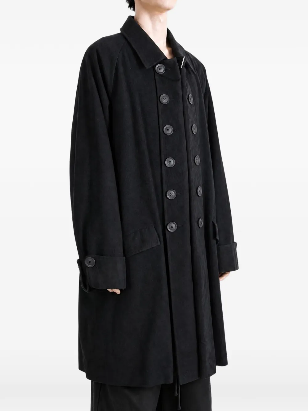 Yohji Yamamoto Jack met dubbele rij knopen en raglanmouwen Zwart