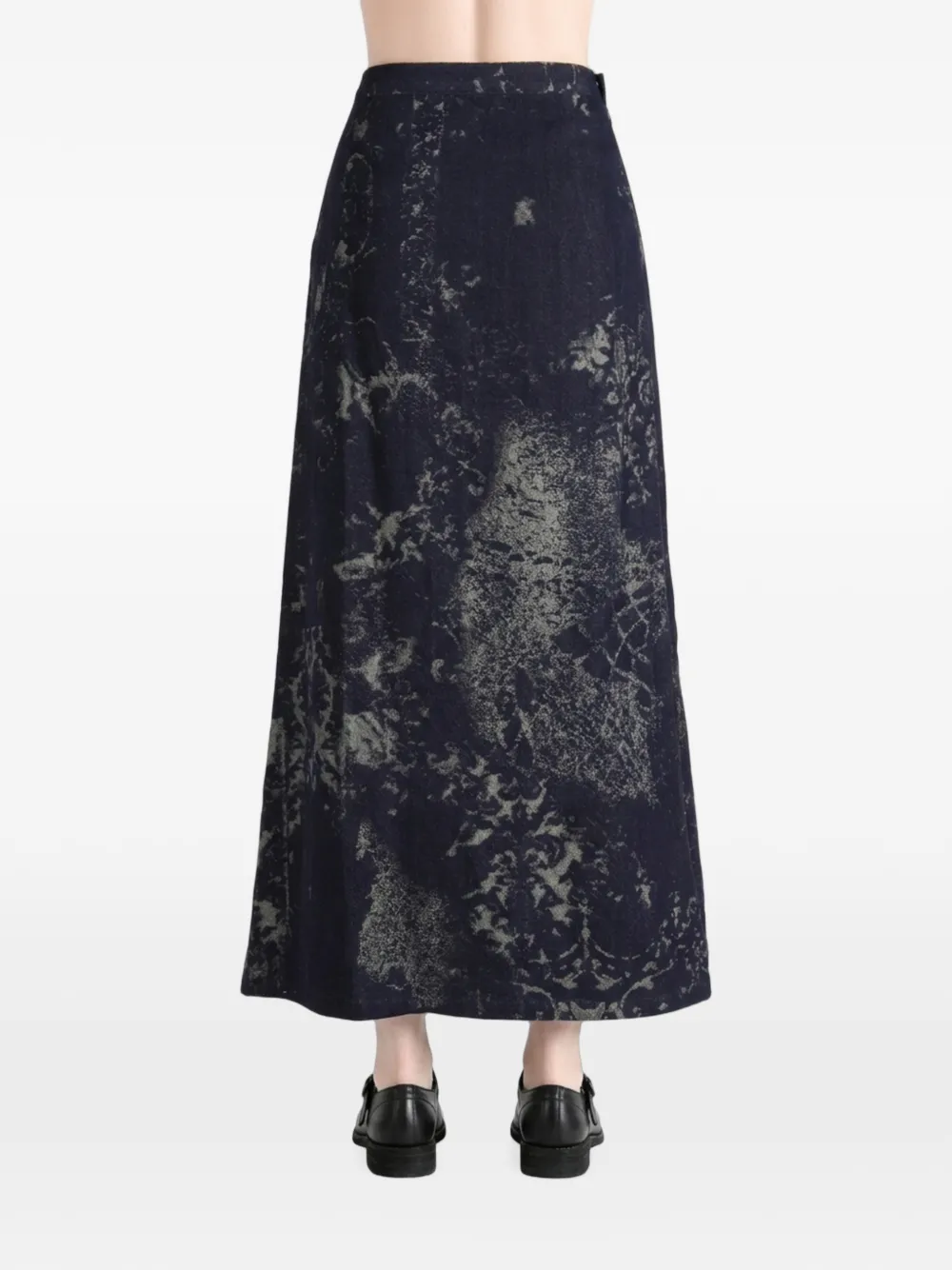 Y's Maxi-wikkelrok met damast-print Blauw