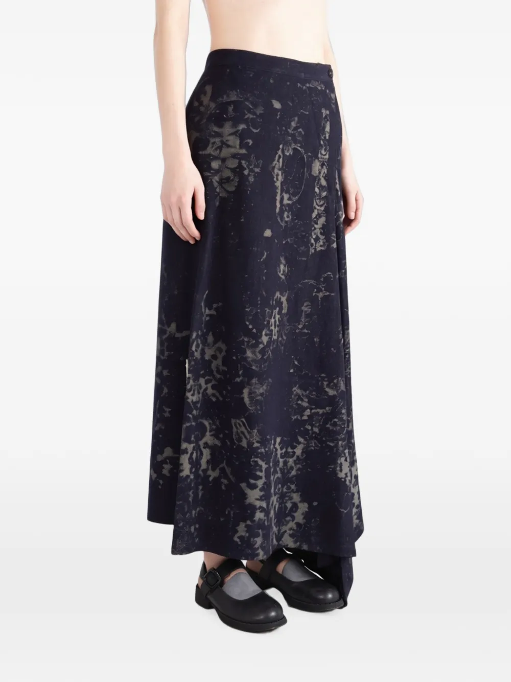 Y's Maxi-wikkelrok met damast-print Blauw