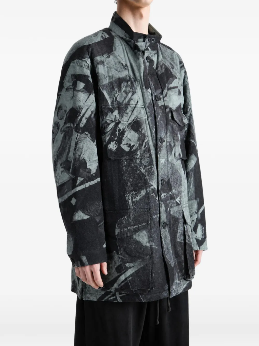 Yohji Yamamoto Jack met abstracte print Zwart