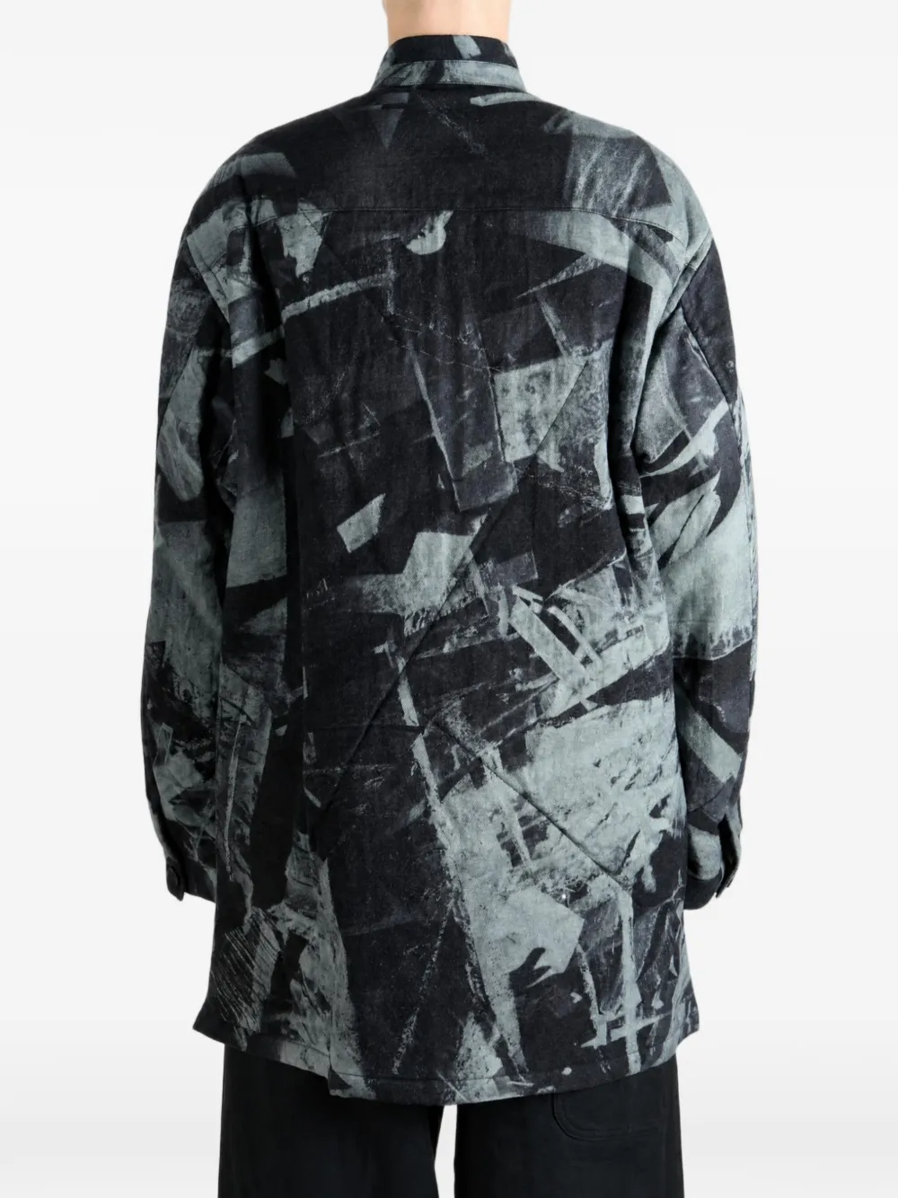 Yohji Yamamoto Jack met abstracte print Zwart