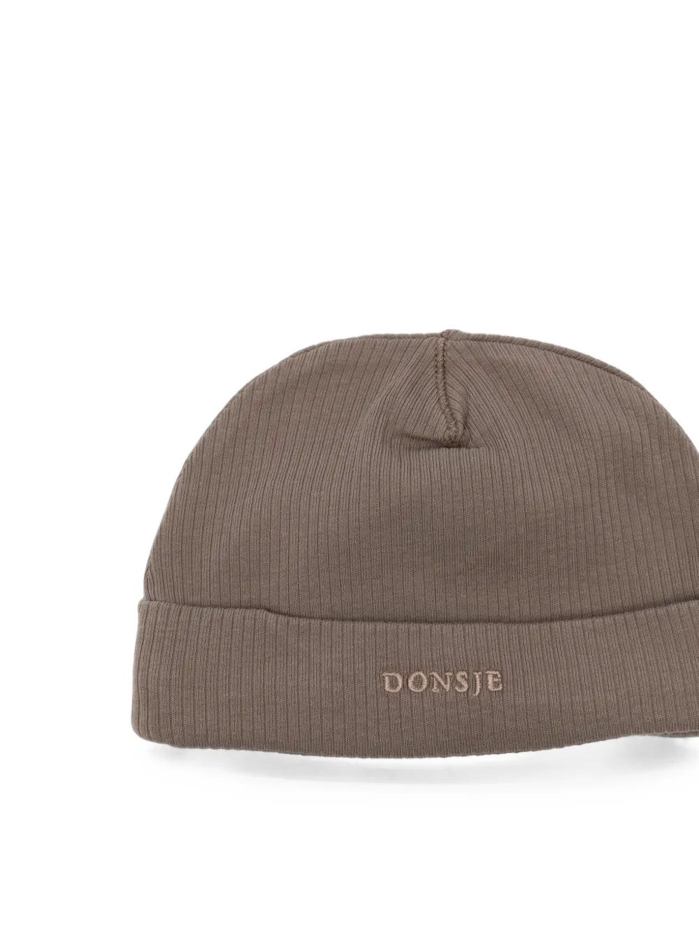 Donsje Geribbelde muts met koala-patch Bruin