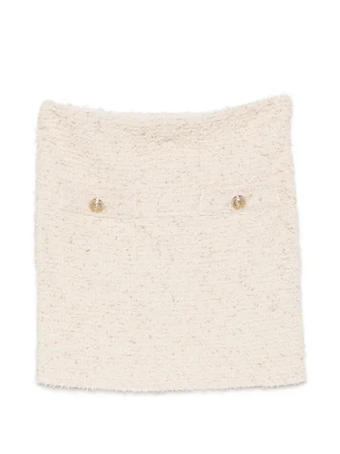 Balmain button-embellished tweed mini skirt