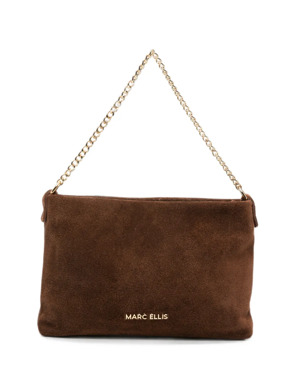 Marc Ellis Ester Cm suede logo-lettering shoulder bag - Marrone