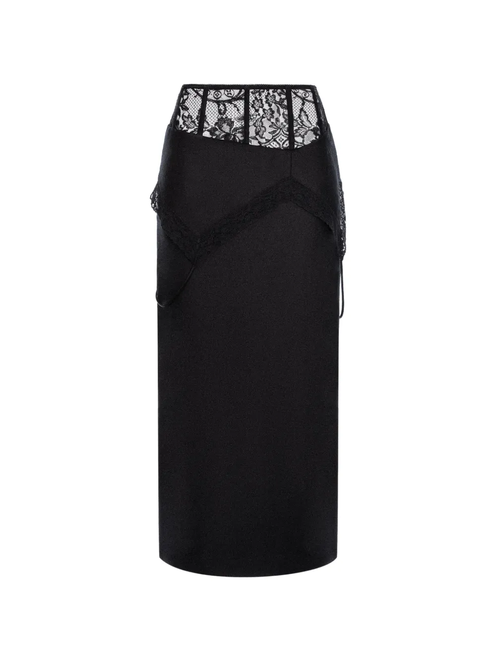Seen Users Trousseau lace-panelled midi skirt - Nero