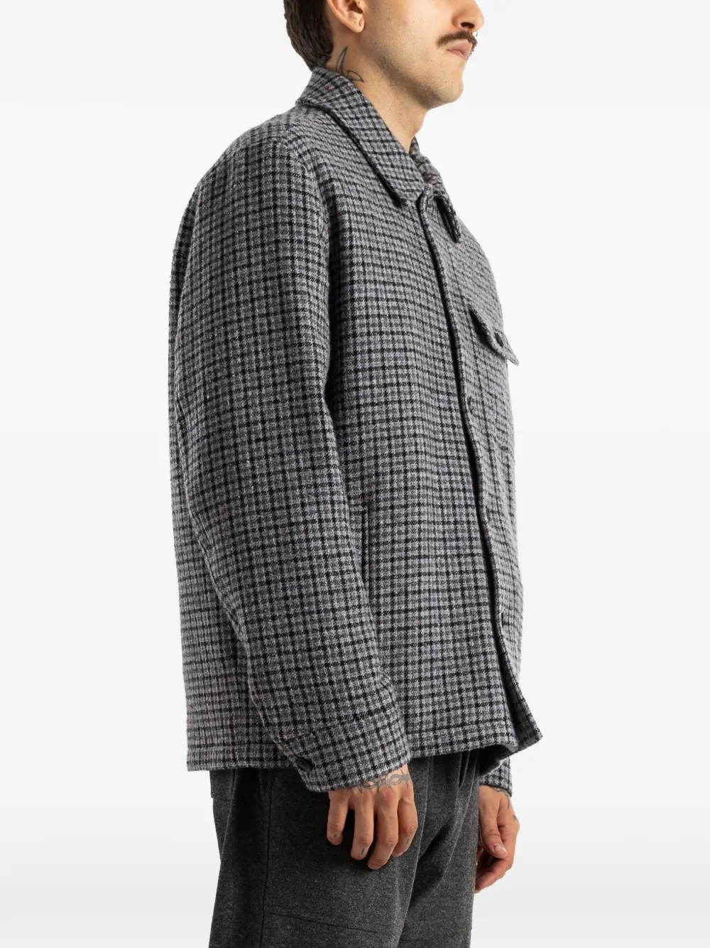 Moncler check-pattern shirt jacket Grijs