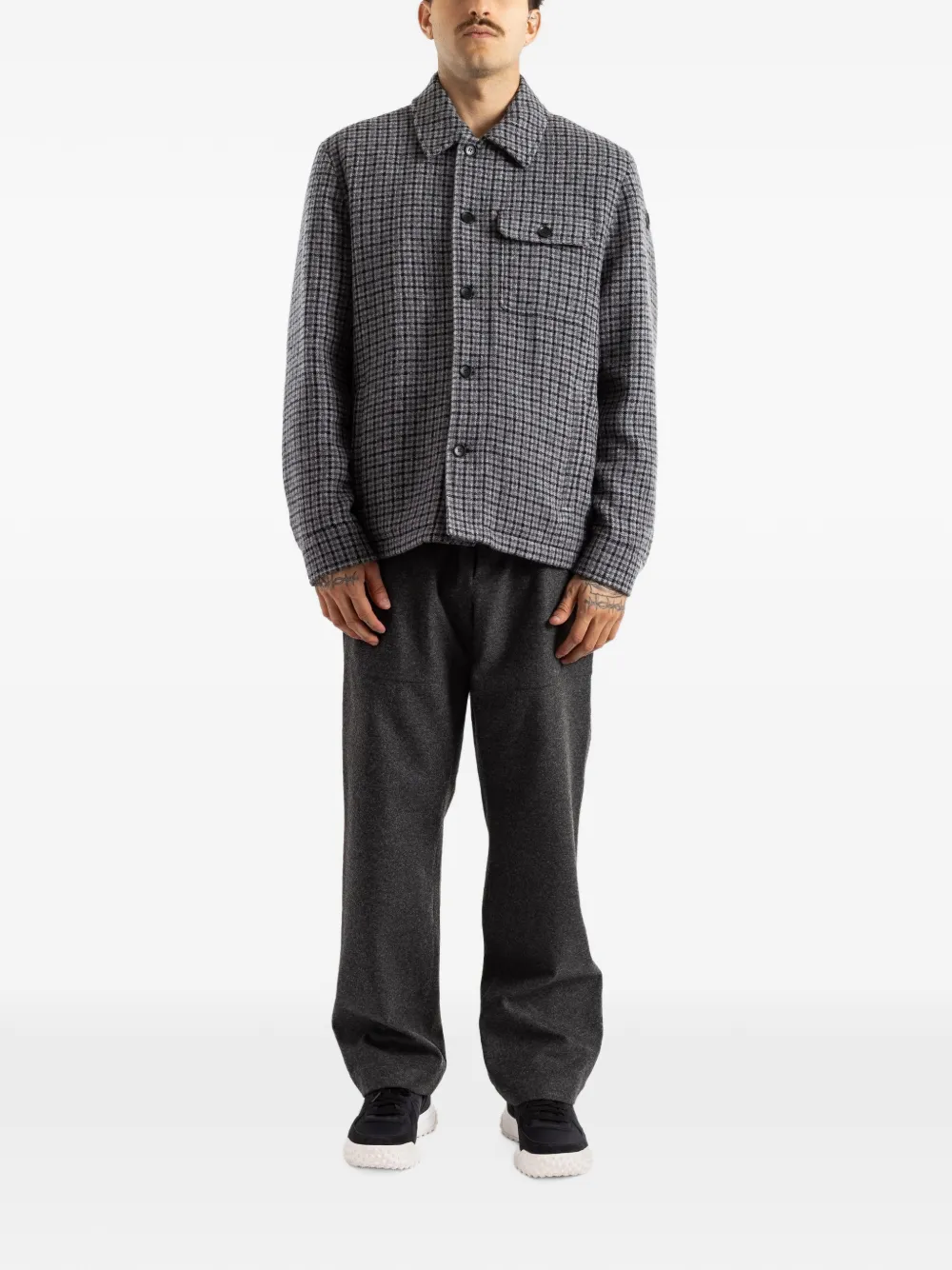 Moncler check-pattern shirt jacket Grijs