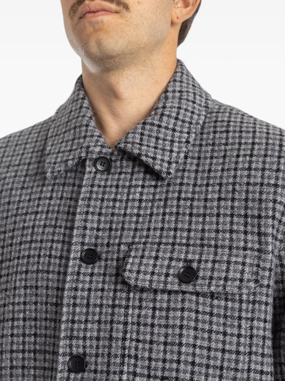 Moncler check-pattern shirt jacket Grijs