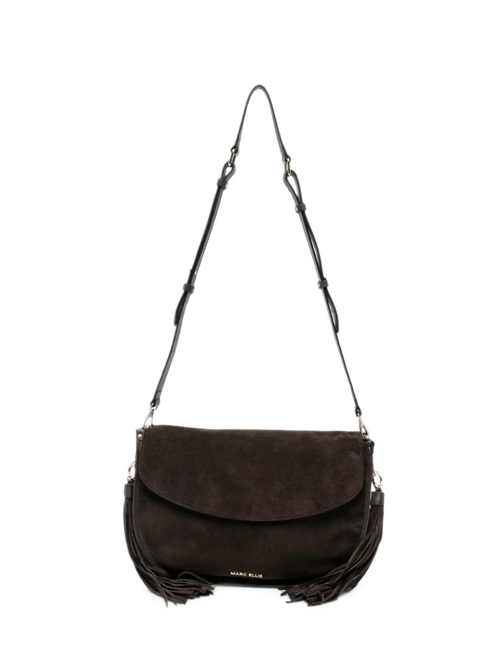 Marc Ellis fringed suede shoulder bag - Marrone