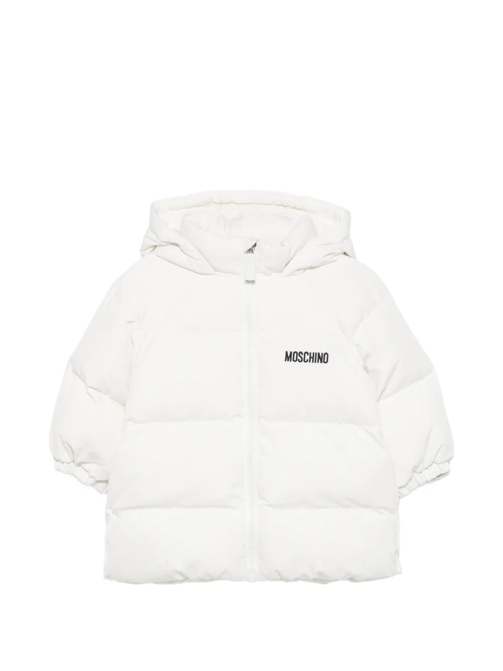 Moschino Kids logo-print puffer jacket - Bianco