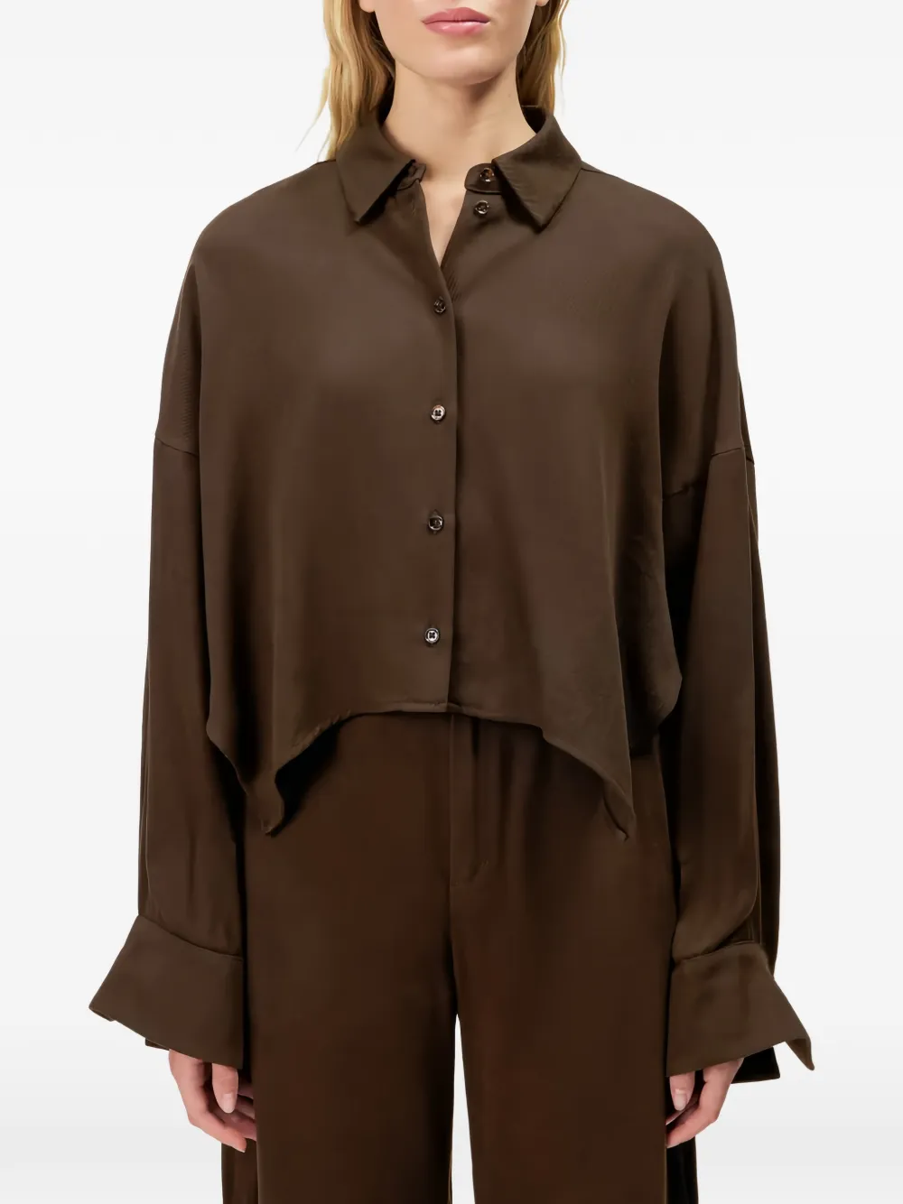 Drykorn Oshia cropped shirt Bruin