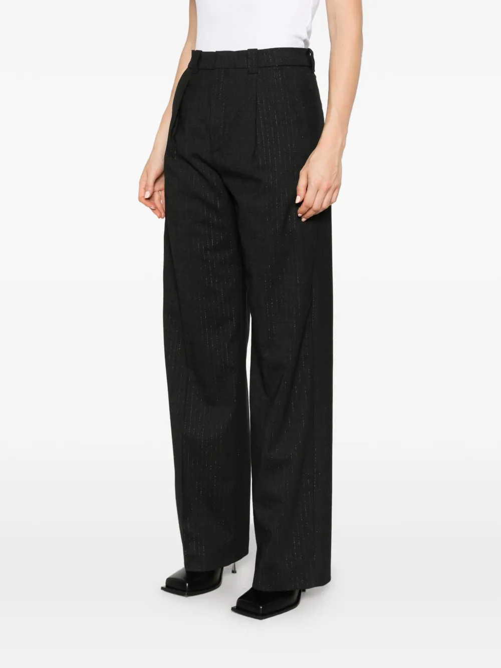 Drykorn pinstripe wide-leg trousers Grijs
